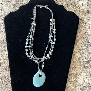 Elegant Silver and Blue Multi-Strand Necklace
